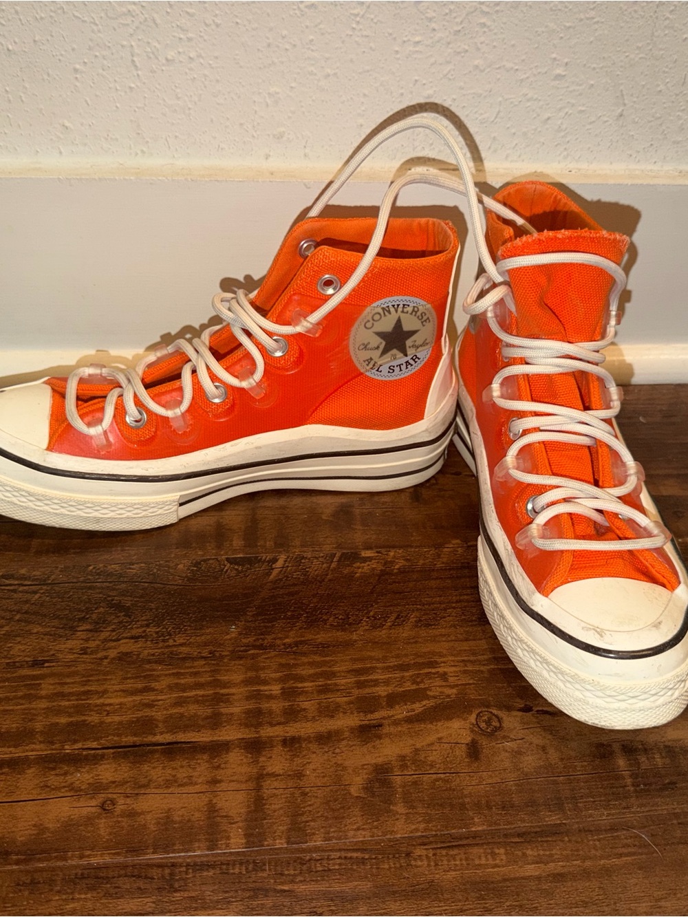 Converse Utility Platform High Top Sneakers in Bright Orange and White